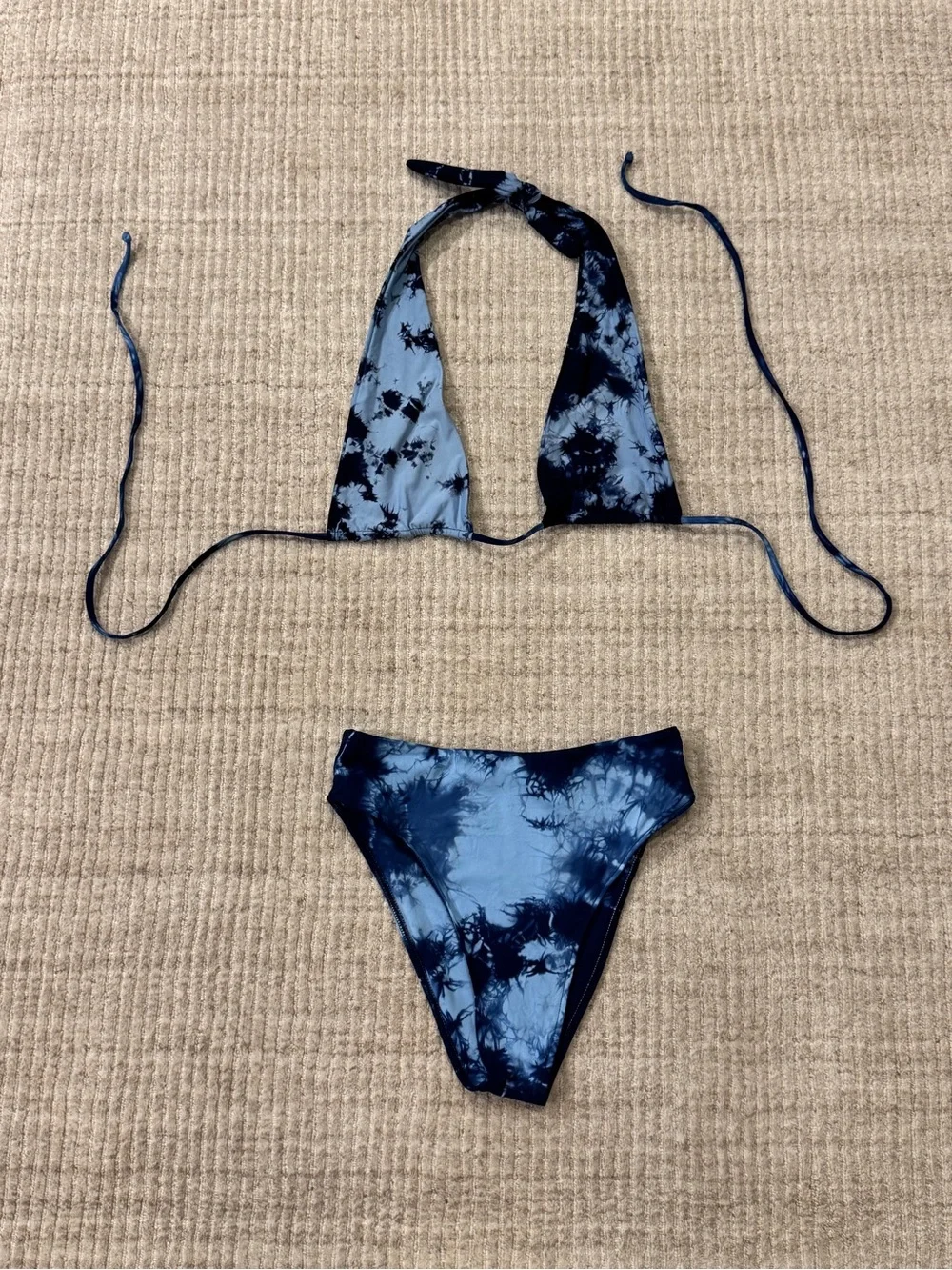 Frankie's Bikinis Navy and Periwinkle Tie-Dye Top Bottom Set ✨Rare Print 🎆
